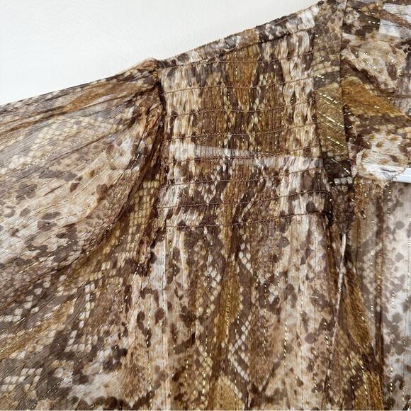 Zimmermann Botanica Python Silk Metallic Sheer Swing Blouse Womens 3/ US 10 - Picture 5 of 14